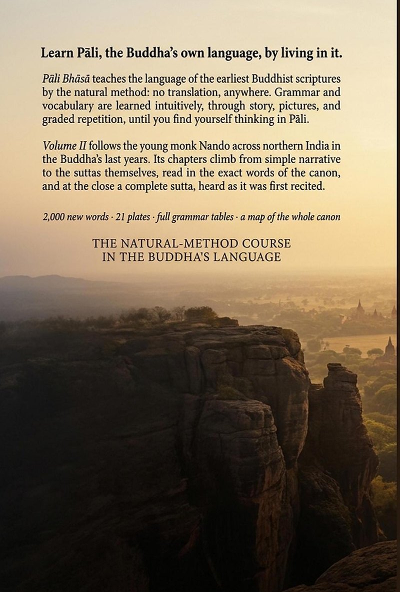The back cover of Pāli Bhāsā II — Bhagavā